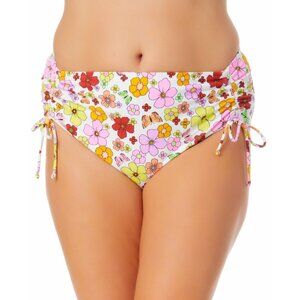 California Waves Plus Size 2X (20/22) Floral-Print Swim Floral Bottom White